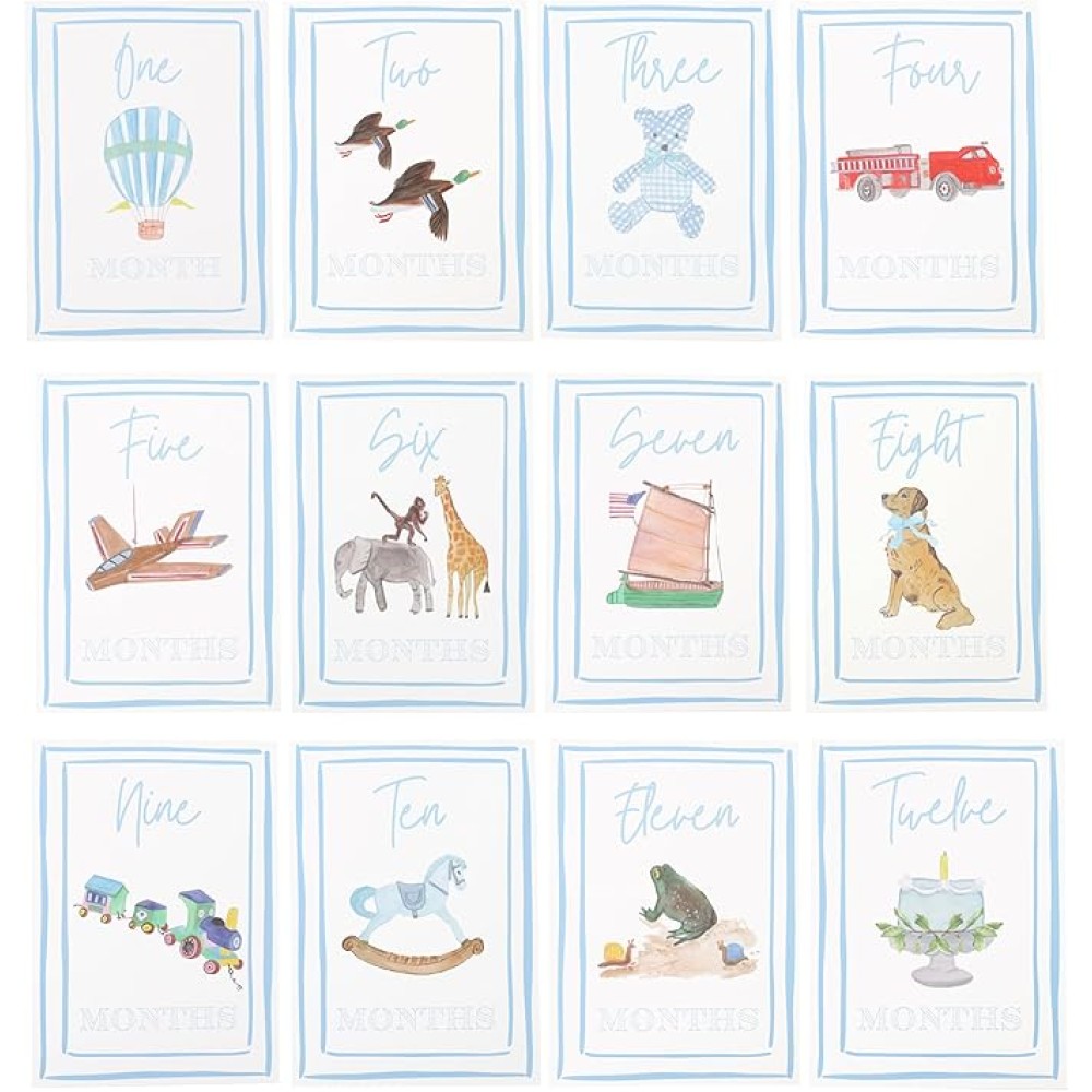 Boy Watercolor Milestone Cards