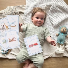 Boy Watercolor Milestone Cards